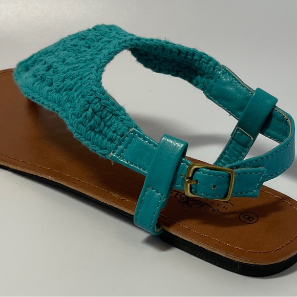 Women’s Charles Albert crochet turquoise sandals - Picture 2 of 7
